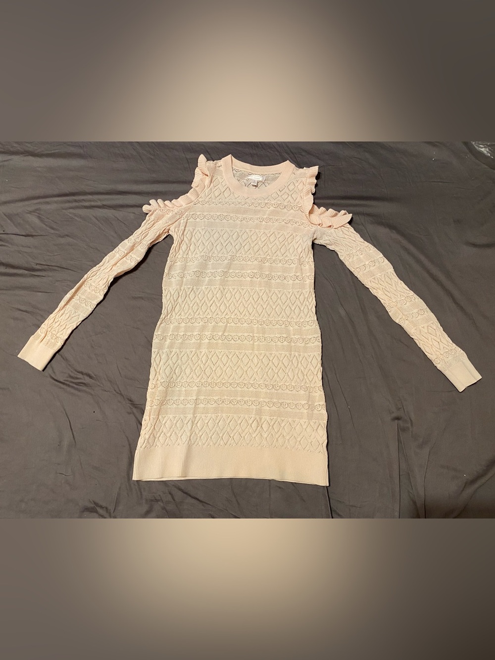 LC Lauren Conrad baby pink knit cold shoulder sweater, size small
